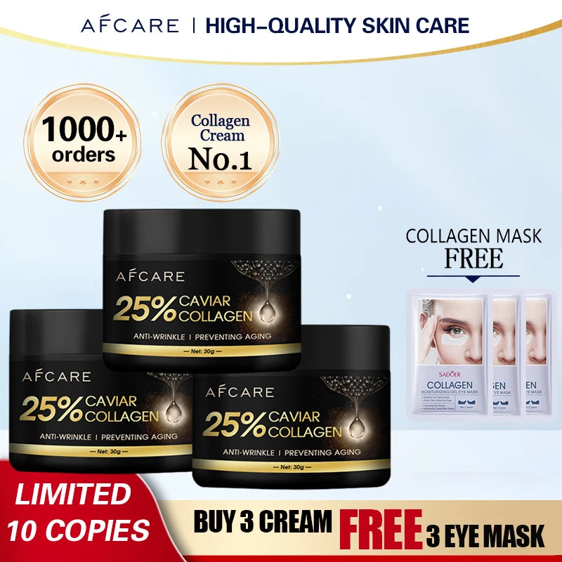 Caviar Wrinkle Remover Face Cream with Free Eye Mask – Anti-Aging, Collagen Lifting, and Deep Moisturizing