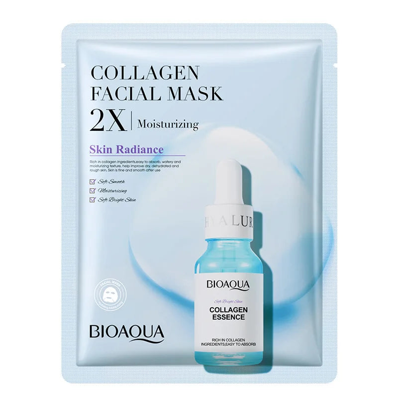 BIOAQUA Centella Collagen Face Mask – 20pcs Moisturizing & Refreshing Sheet Masks with Hyaluronic Acid