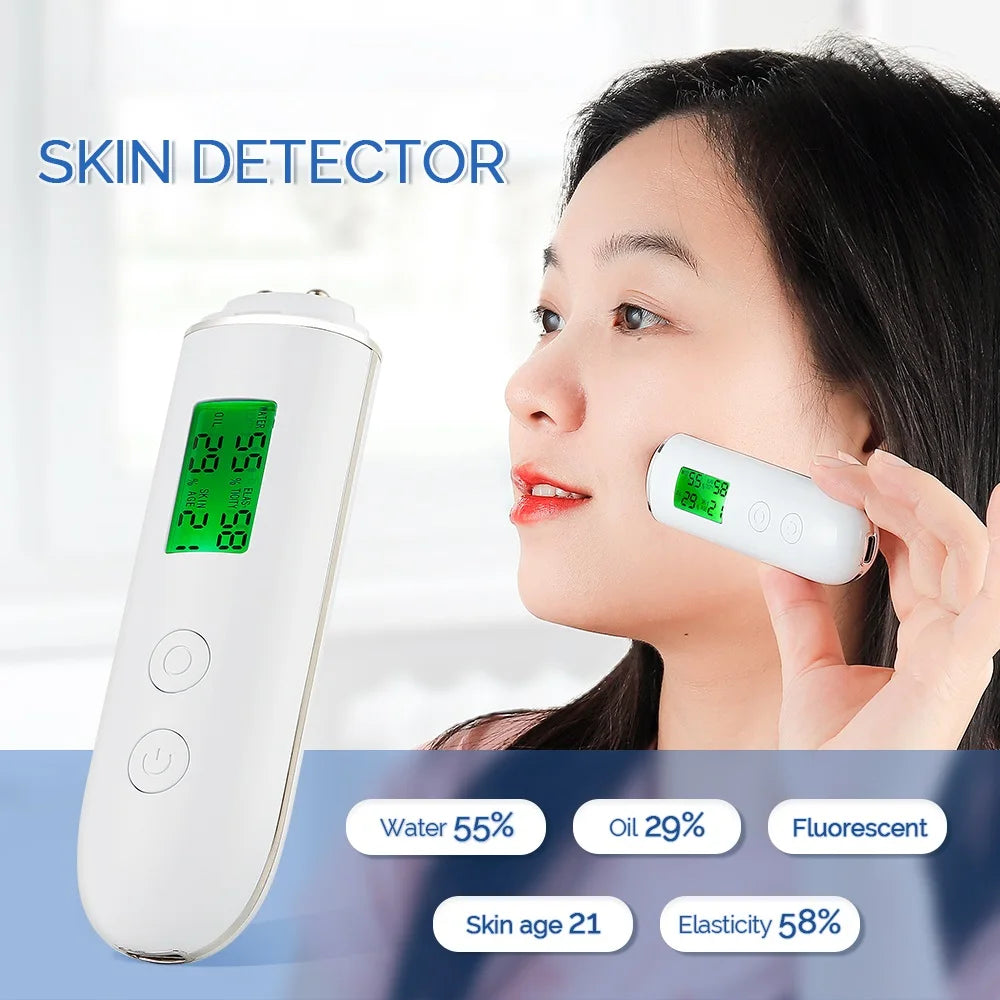 Advanced Skin Analyzer: Moisture, Oil, Elasticity, and Age Tester with Fluorescent Agent Detection