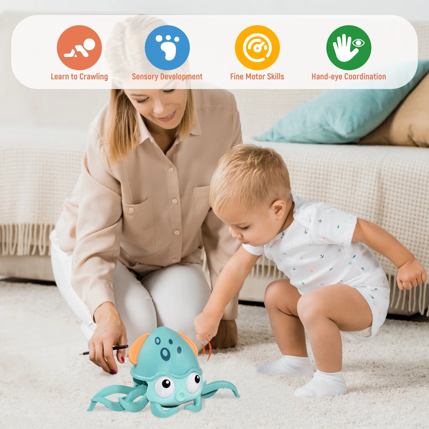 Kids Induction Escape Crab Octopus Crawling Toy Baby Electronic Pets Musical Toys Educational Toddler Moving Toy Christmas Gift