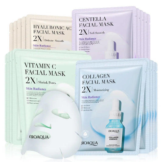 BIOAQUA Centella Collagen Face Mask – 20pcs Moisturizing & Refreshing Sheet Masks with Hyaluronic Acid