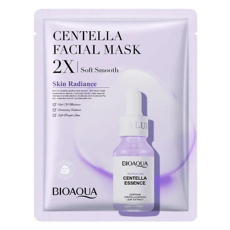 BIOAQUA Centella Collagen Face Mask – 20pcs Moisturizing & Refreshing Sheet Masks with Hyaluronic Acid