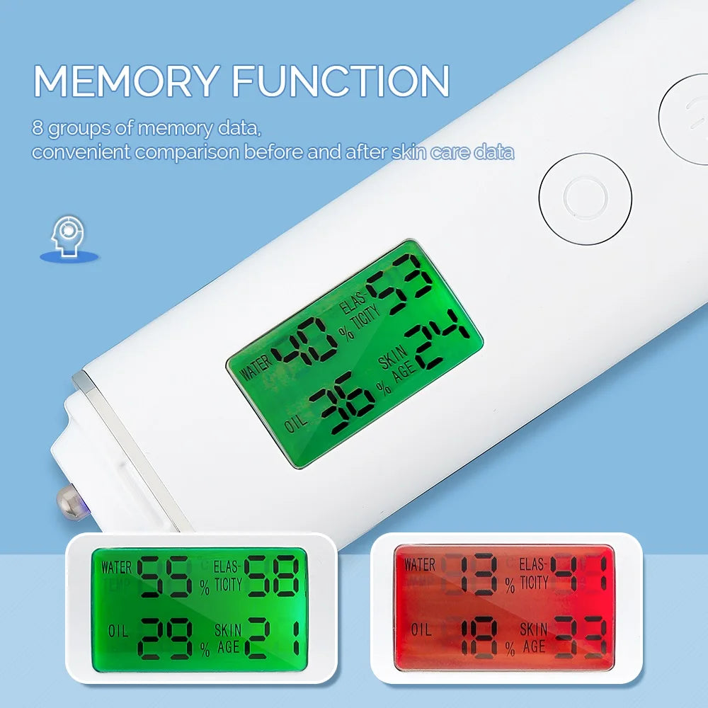 Advanced Skin Analyzer: Moisture, Oil, Elasticity, and Age Tester with Fluorescent Agent Detection