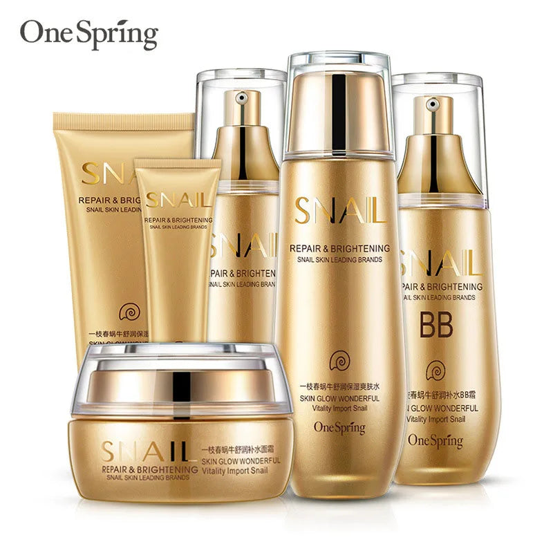 6pcs Snail Collagen Skin Care Set - Moisturizing Face Cream, Facial Cleanser, Toner & Complete Face Care Kit