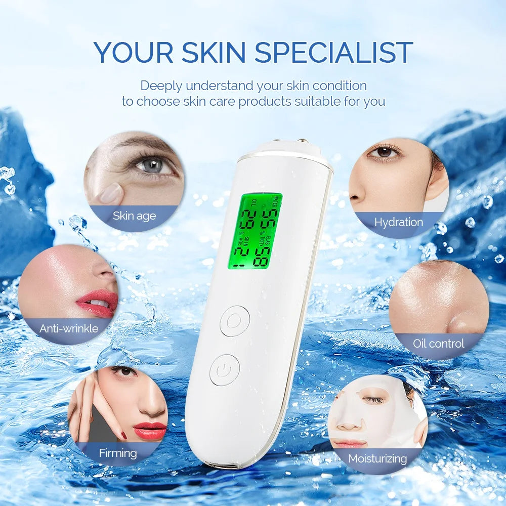 Advanced Skin Analyzer: Moisture, Oil, Elasticity, and Age Tester with Fluorescent Agent Detection