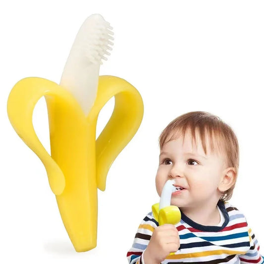 BPA-Free Banana Shape Baby Teether & Training Toothbrush